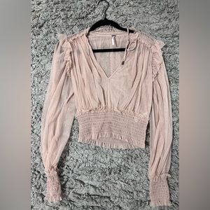 Free People Ruffle Crop Blouse lavender in Sz small